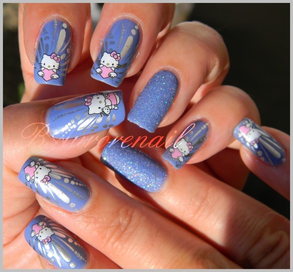 nail art hello kitty, stamping water decals 9