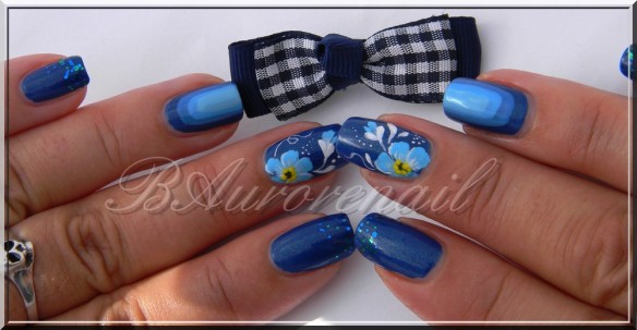 nail art bleu miosotis one stroke 1